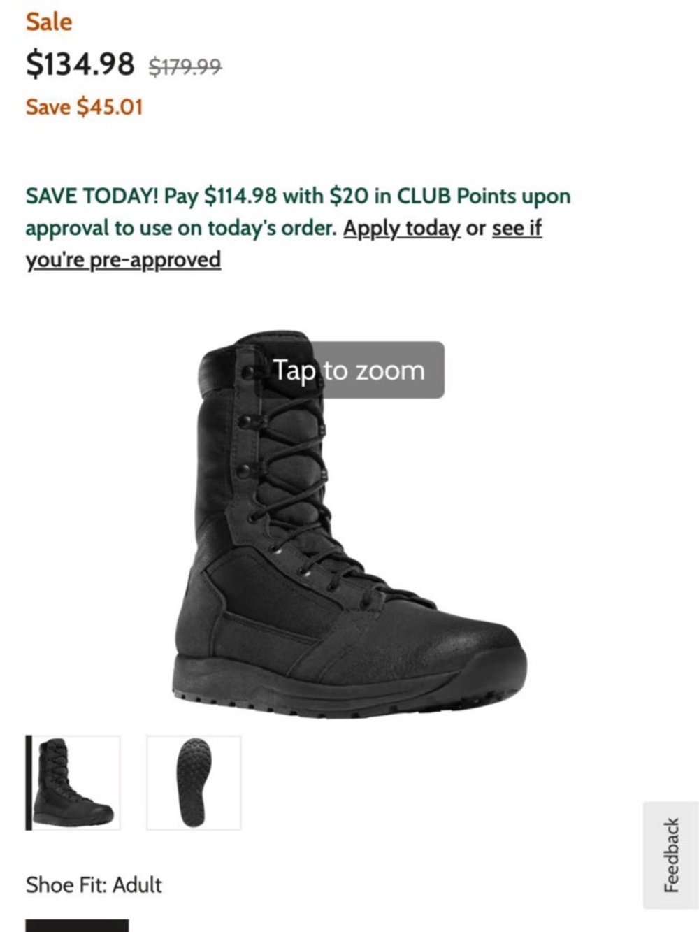 Black Tactical Lace-Up Combat Boot